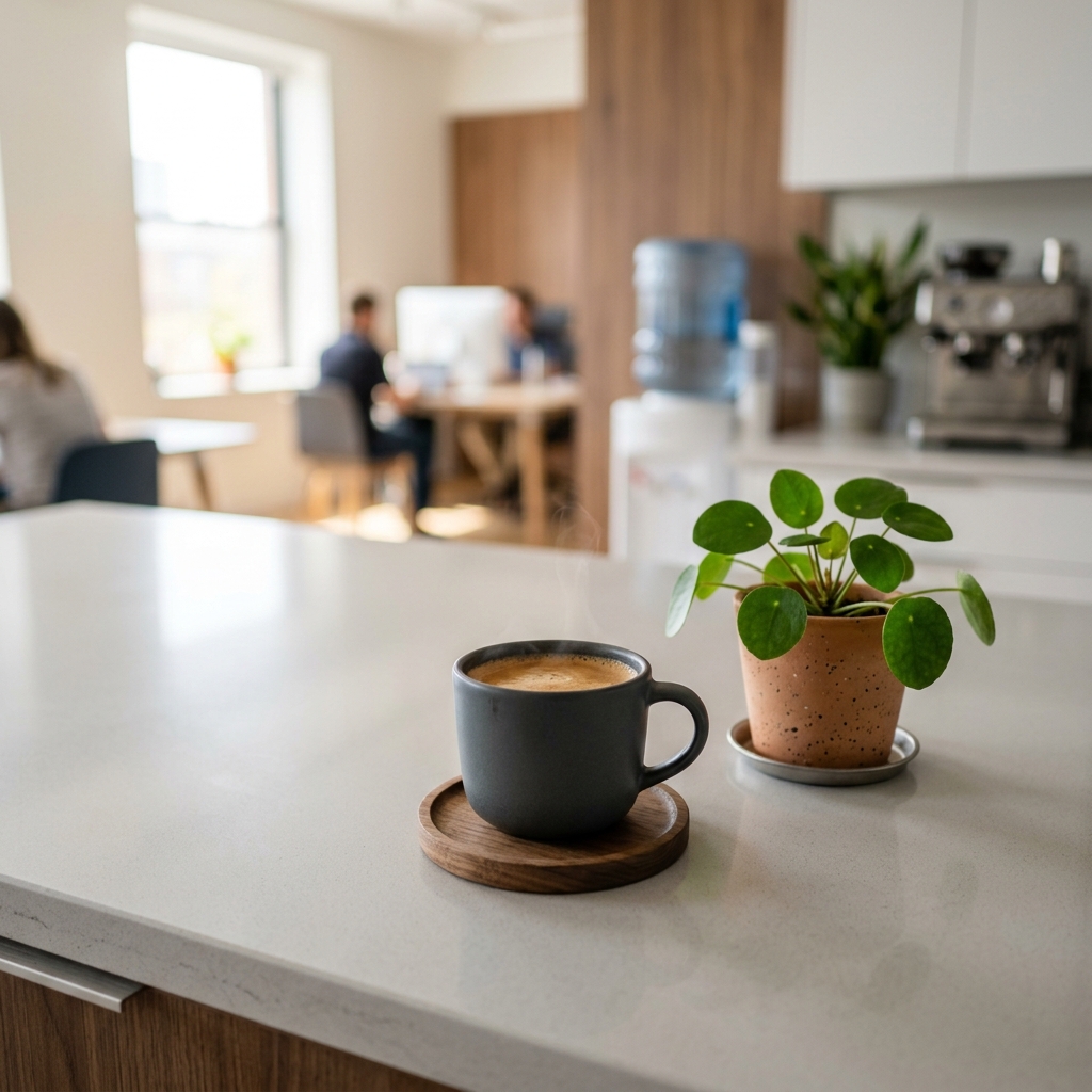 Café fresquinho em um ambiente limpo